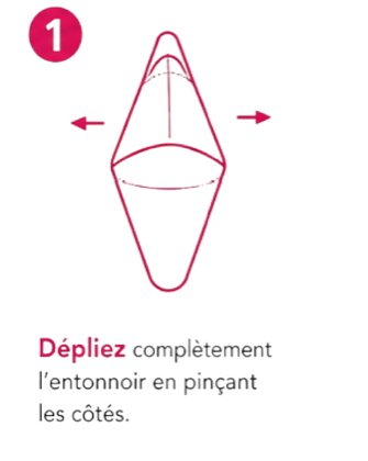 Étape 1 : dépliez complètement l'entonnoir en pinçant les côtés.